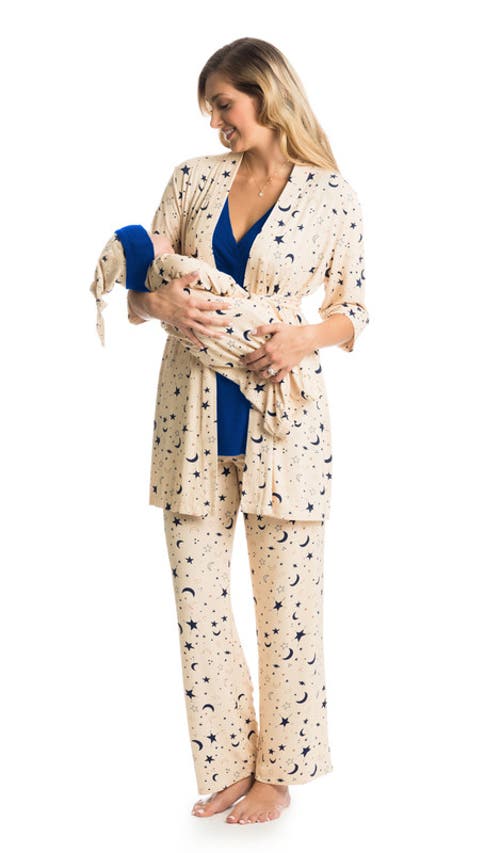 Everly Grey Analise During & After 5-piece Maternity/nursing Sleep Set For Mom & Baby In Neutral