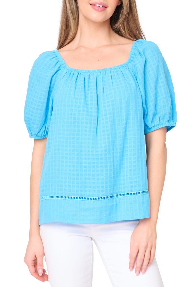 Convertible Neck Gauze Top, Main, color, CORNFLOWER BLUE