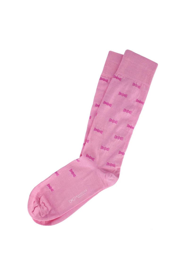 Dapper Bow Tie Novelty Mid Calf Mercerized Cotton Socks, Alternate, color, Pink
