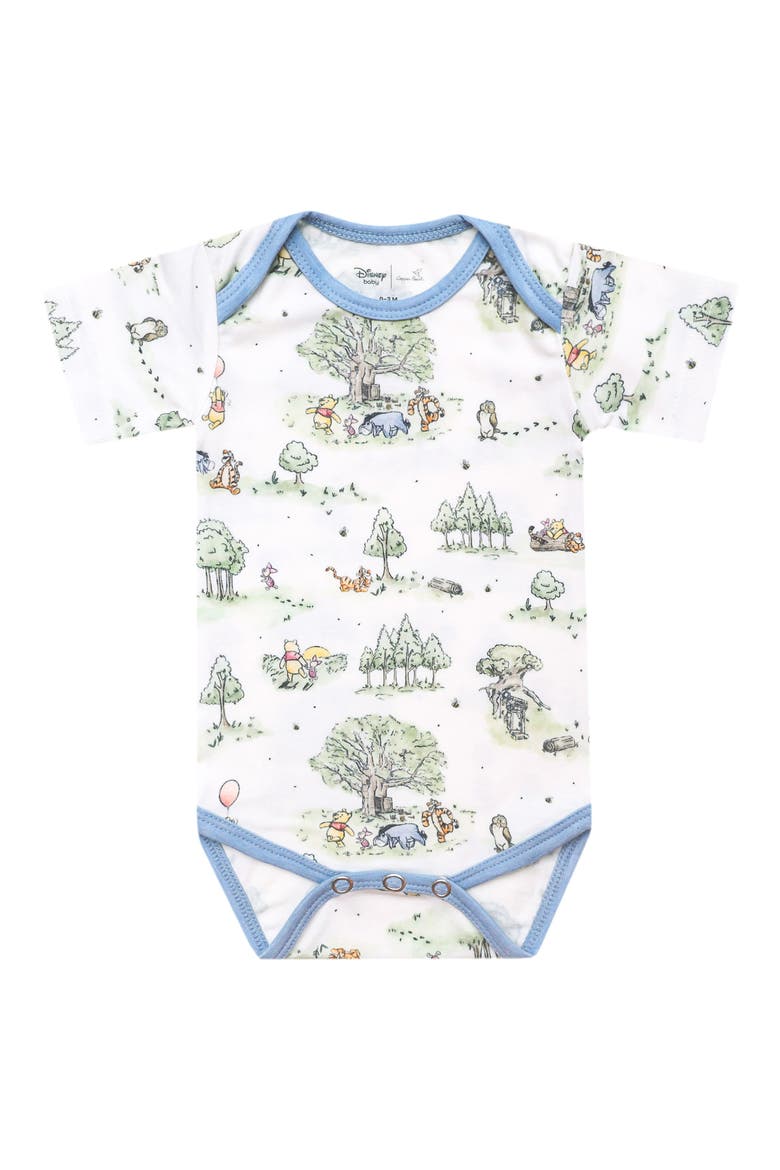 Hundred Acre Wood Print Bodysuit, Main, color, HUNDRED ACRE WOOD