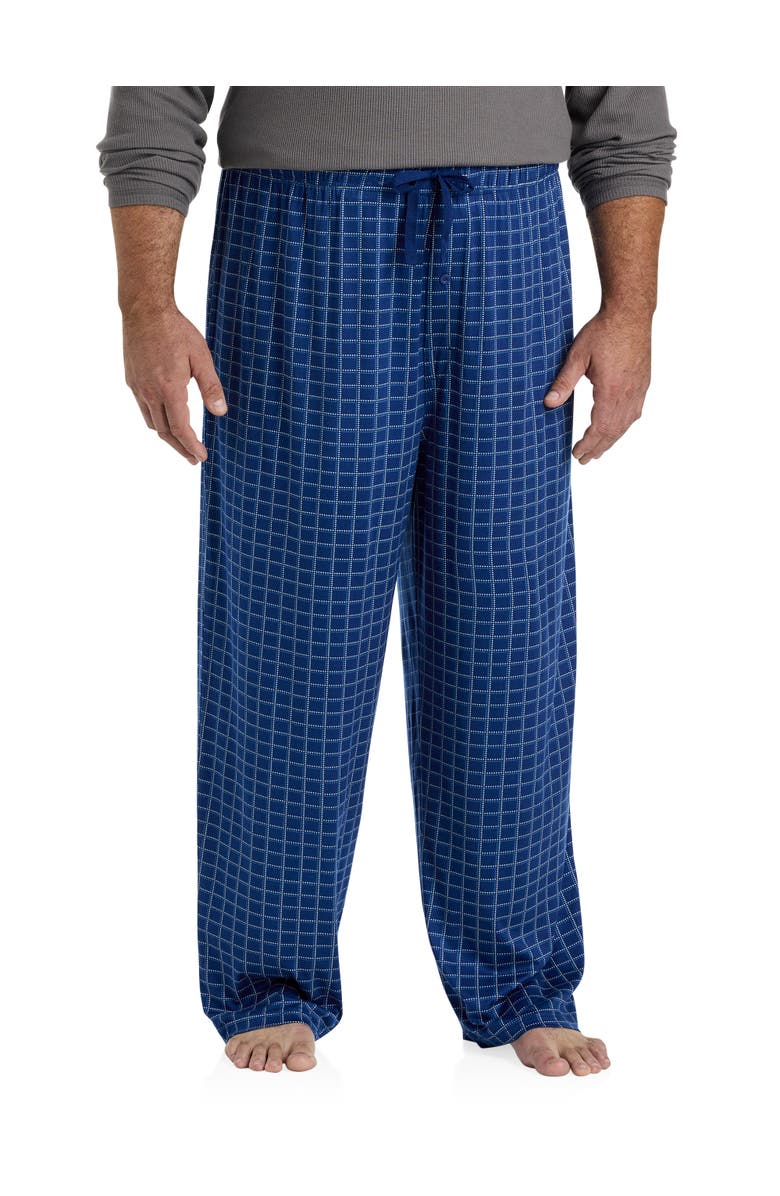 Harbor Bay by DXL Big & Tall Grid Patterned Knit Lounge Pants, Main, color, Blue