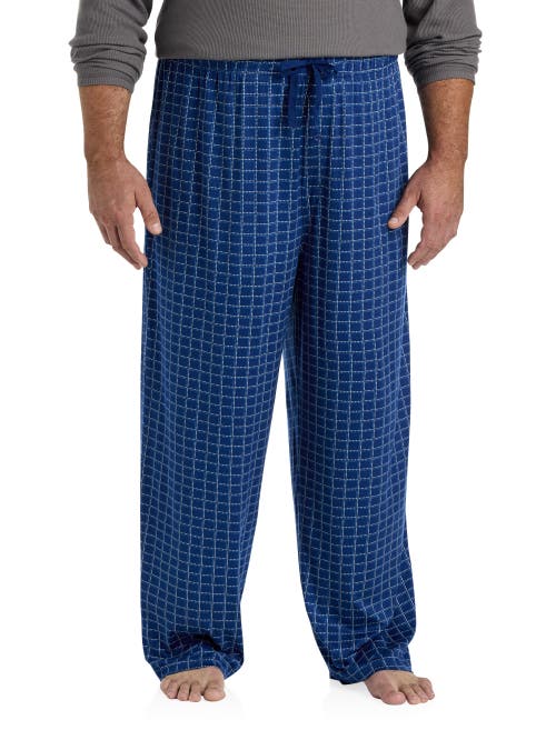 Harbor Bay By Dxl Grid Patterned Knit Lounge Pants In Blue
