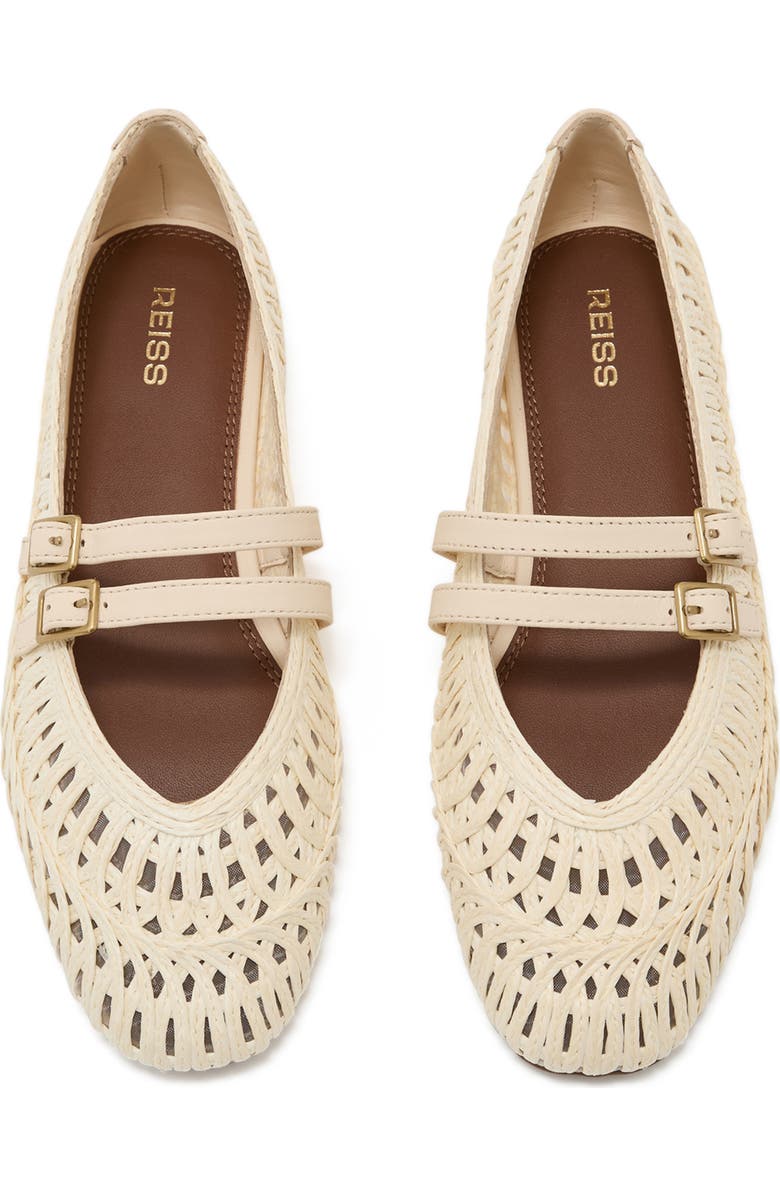 Reiss Elizabeth Woven Mary Jane Flat, Alternate, color, Off White