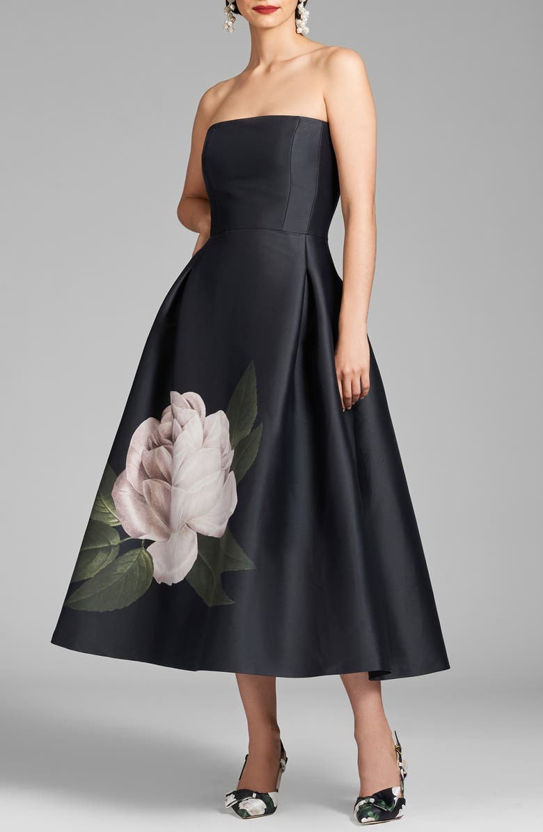 Sachin & Babi Shay Strapless Mikado Midi Cocktail Dress, Main, color, Blooming Rose