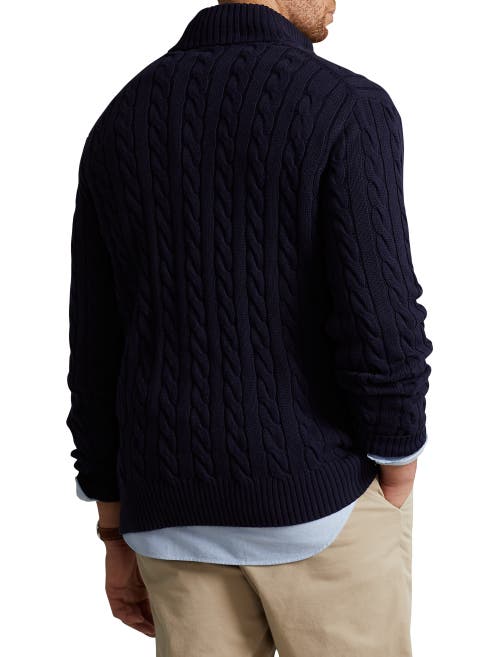 Polo Ralph Lauren Logo-embroidered Half-zip Cotton-knit Sweater In Hunter Navy