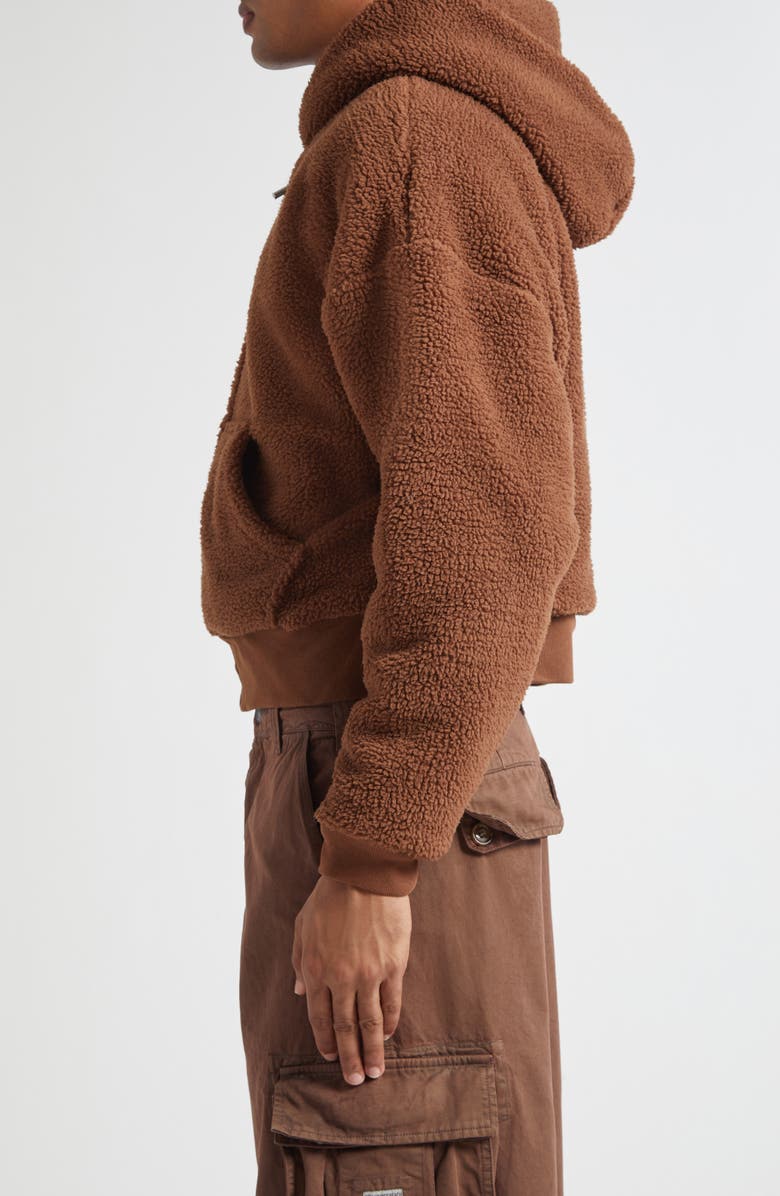 ERL Gender Inclusive Terry Fleece Zip Hoodie, Alternate, color, Brown