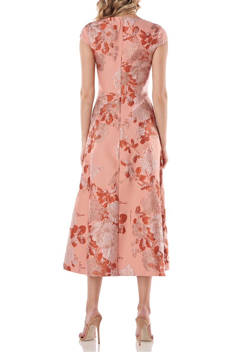 Kay Unger Floral Jacquard Midi Dress, Alternate, color, 