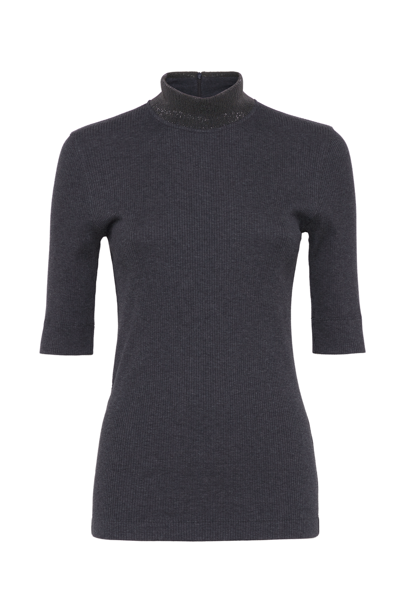 Brunello Cucinelli Ribbed jersey T-shirt, Main, color, 