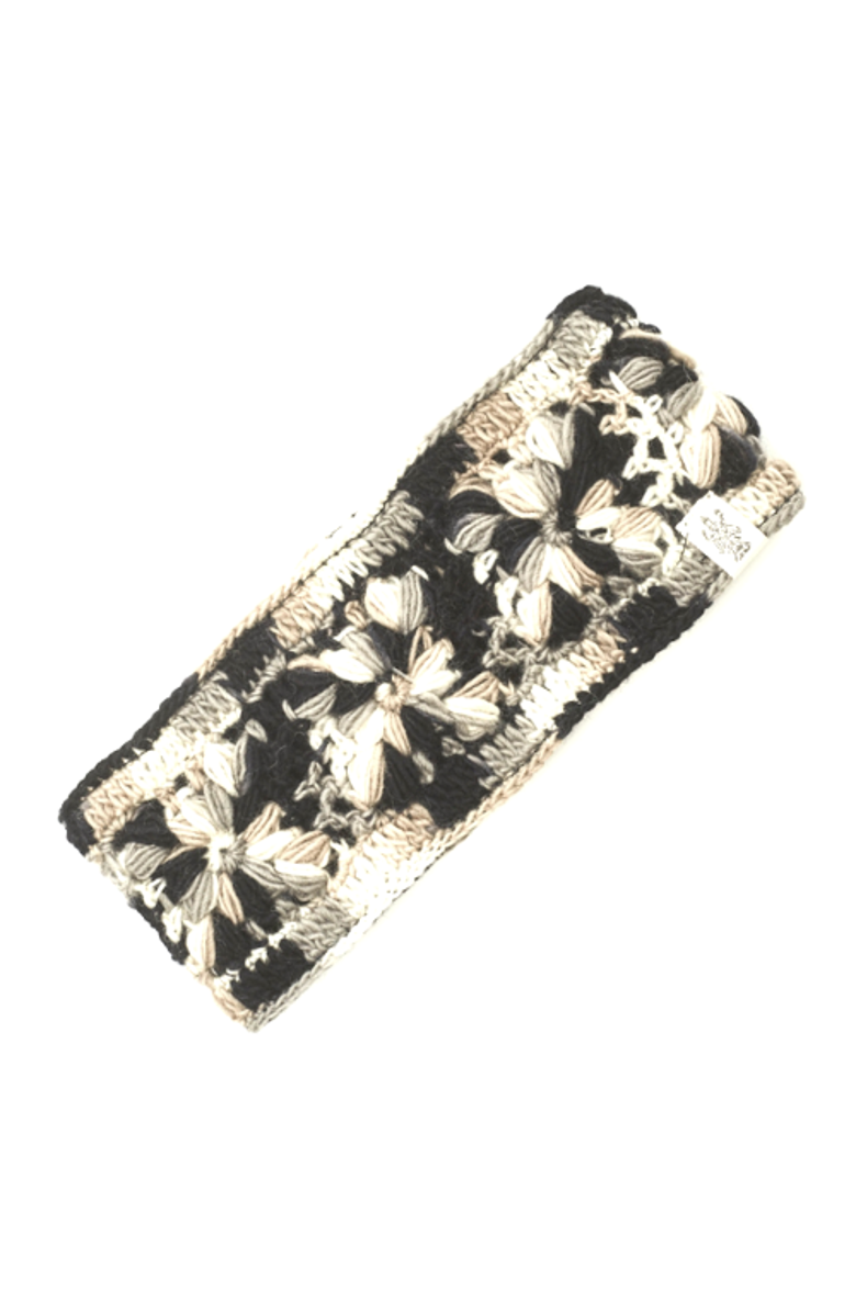 Nirvanna Designs Flower Crochet Headband- MULTI's, Main, color, Black/White/Oatmeal