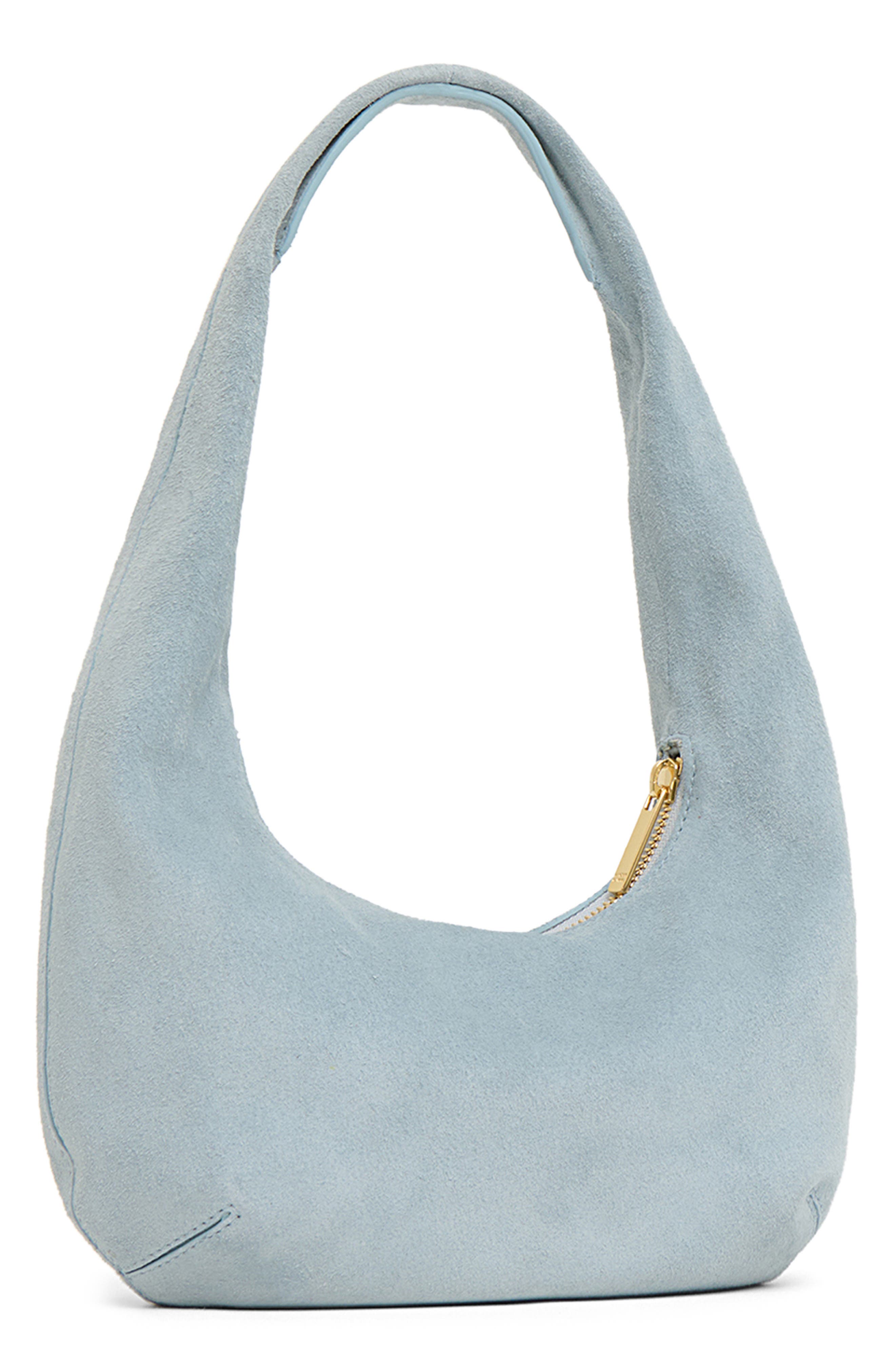 Mansur Gavriel Mini Gnocchi Suede Hobo Bag, Alternate, color, Baby Blue