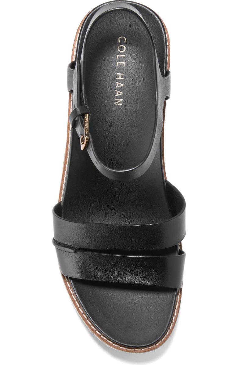 Cole Haan Ronnie Cloudfeel Espadrille Platform Wedge Sandal, Alternate, color, Black Leather/ Natural