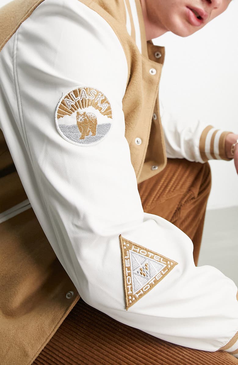 ASOS DESIGN Varsity Wool Blend Bomber Jacket, Alternate, color,