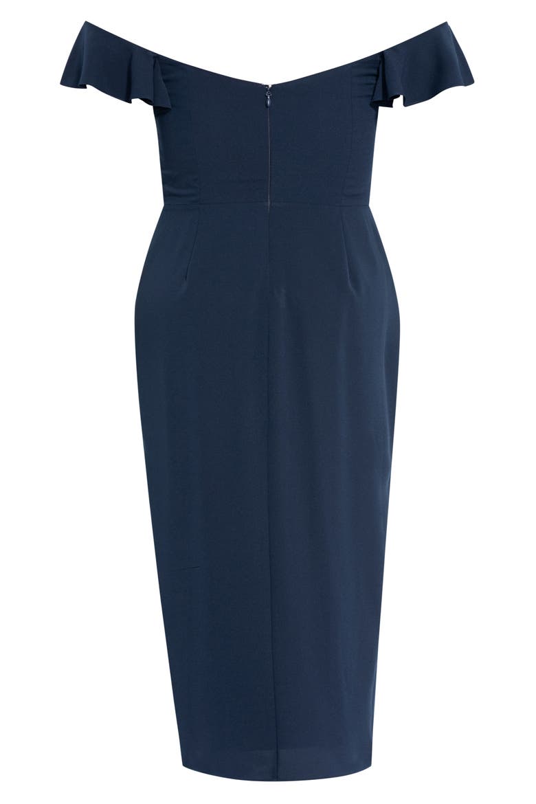 Maxi Flutter Off the Shoulder High/Low Dress, Alternate, color, NAVY