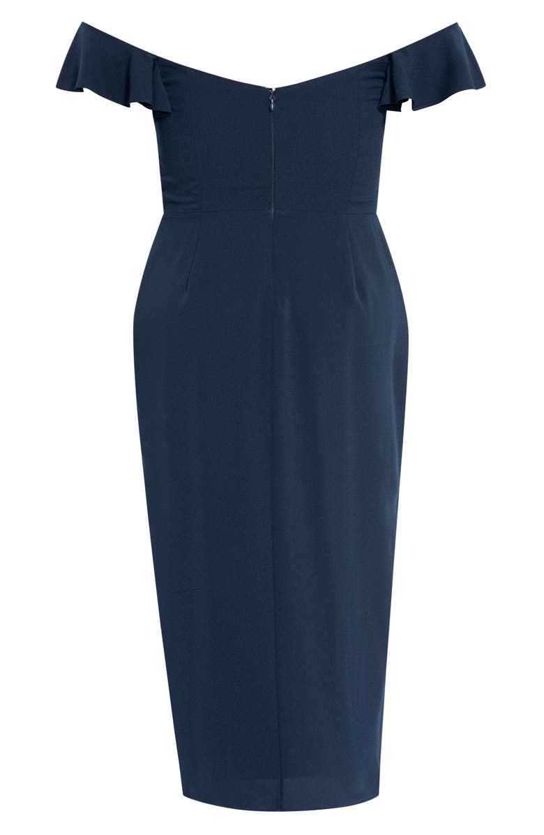 City Chic Maxi Flutter Off the Shoulder High/Low Dress, Alternate, color, 