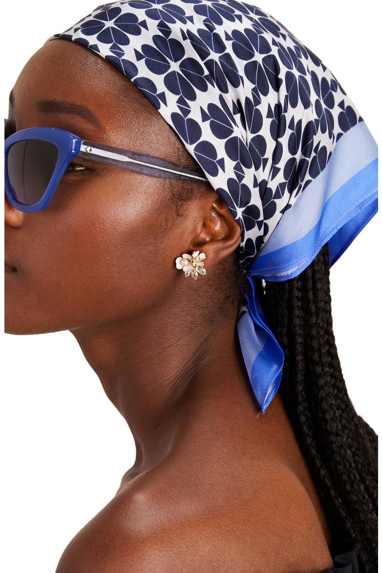 spade flower square silk scarf, Main, color, BLAZER BLUE