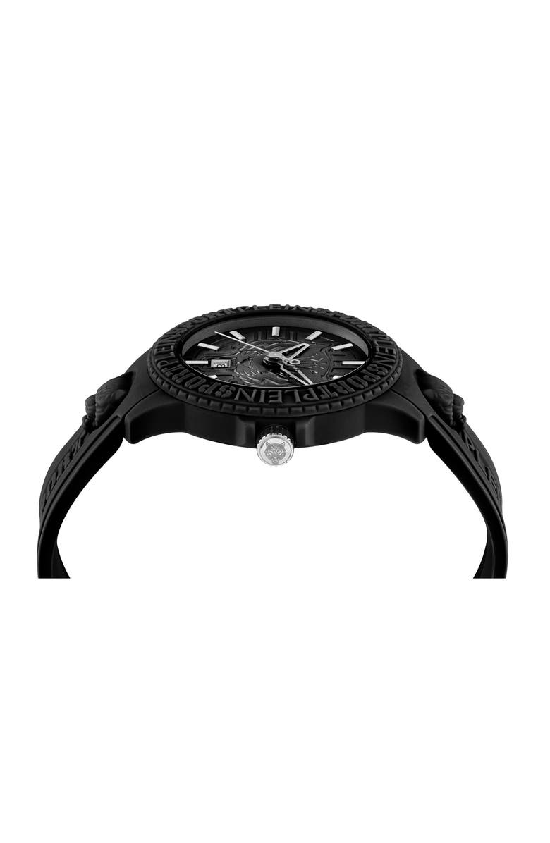 PLEIN SPORT Fearless Silicone Strap Watch, 43mm, Alternate, color, Black