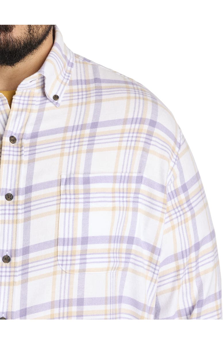 Harbor Bay by DXL Big & Tall Plaid Flannel Sport Shirt V2, Alternate, color, White Purple