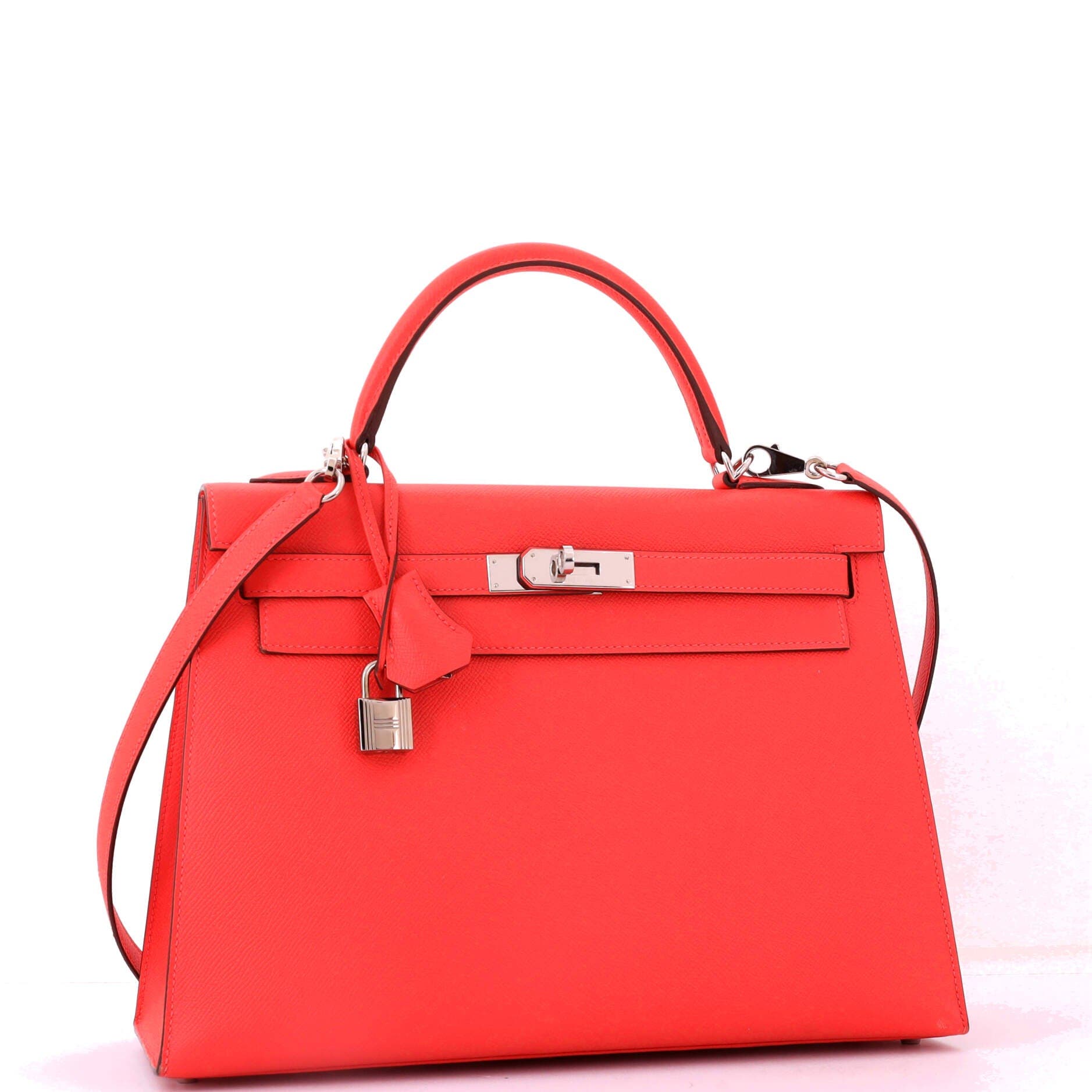 Pre-Owned Hermes Kelly Handbag Red Epsom with Palladium Hardware 32, Alternate, color, Rouge Pivoine