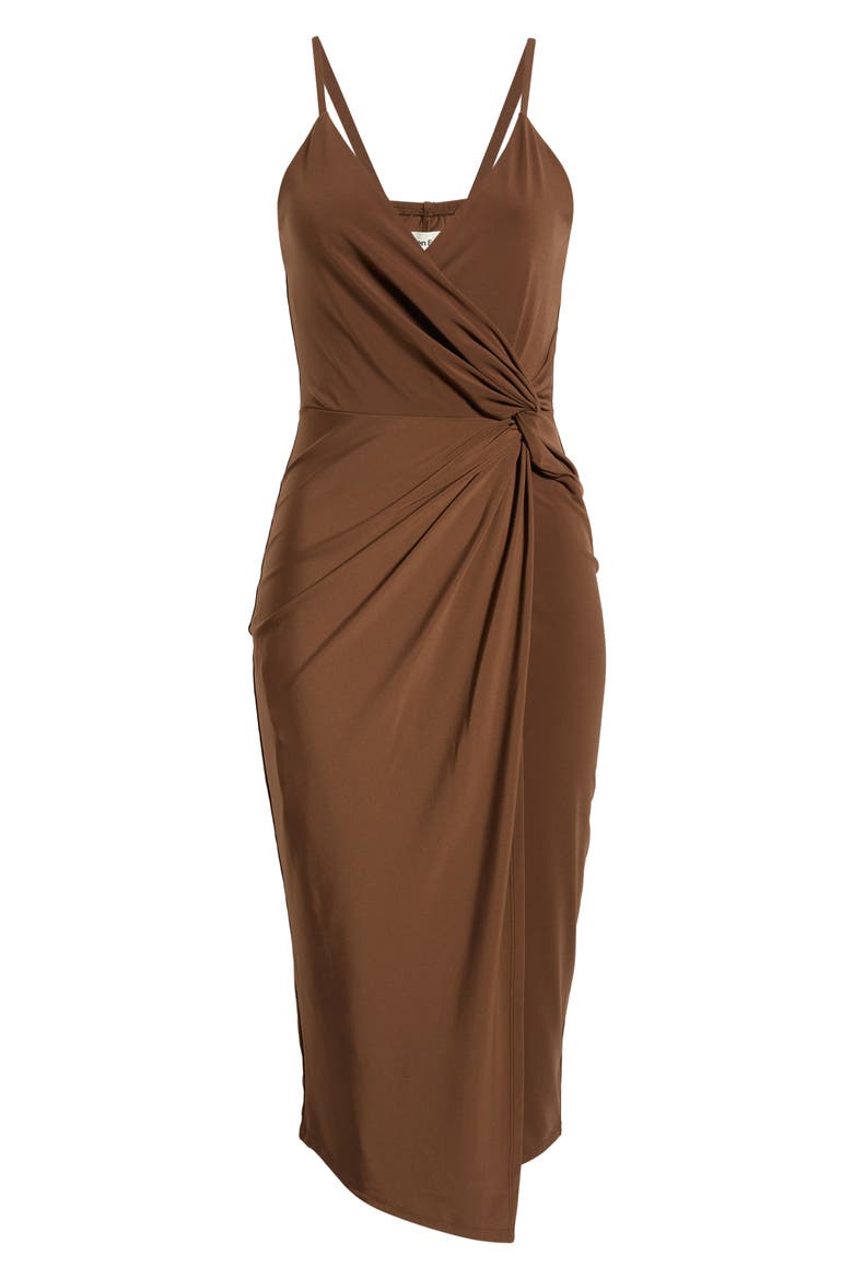 Side Twist Midi Dress, Alternate, color, BROWN TERRA