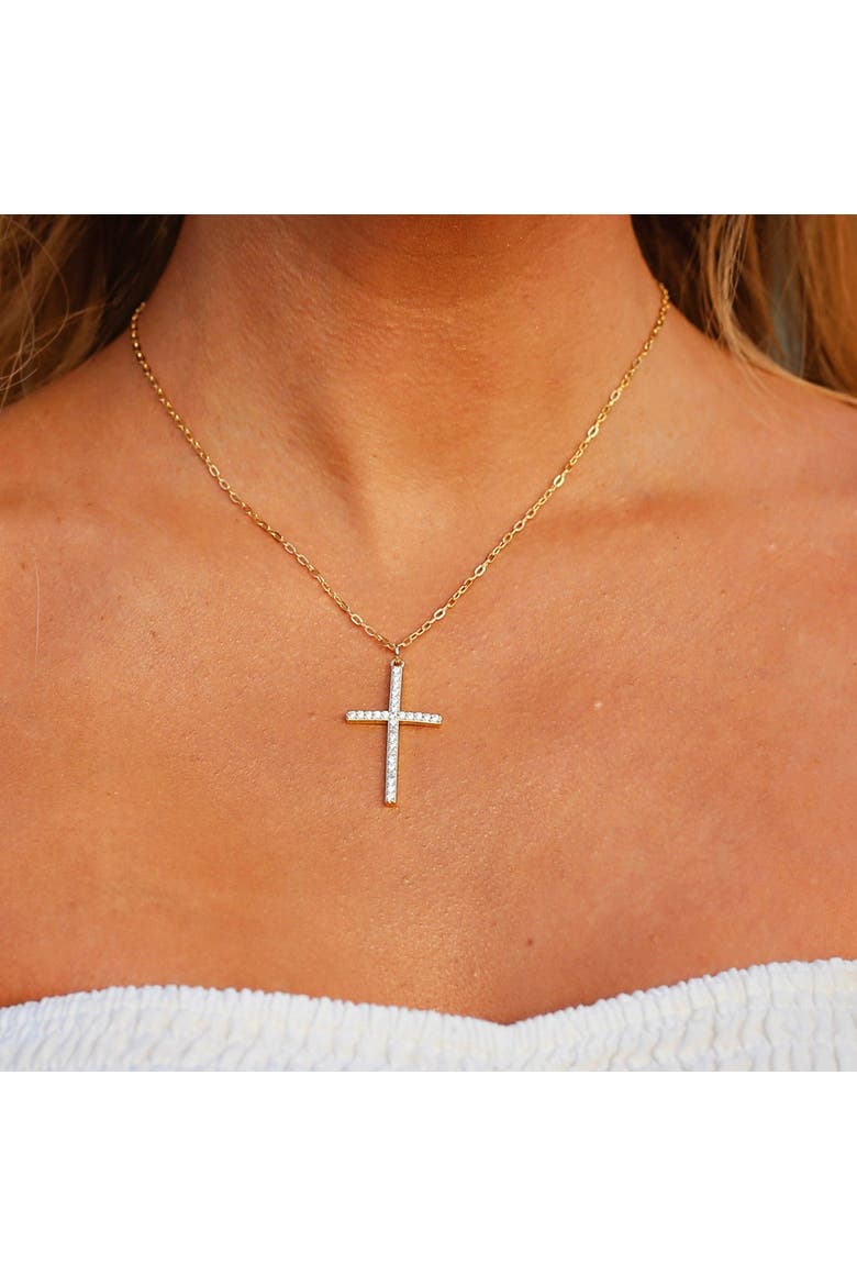 Trinity Cross Necklace, Alternate, color, Gold