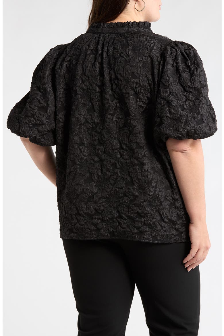 Arielle Jacquard Puff Sleeve Top, Alternate, color, BLACK