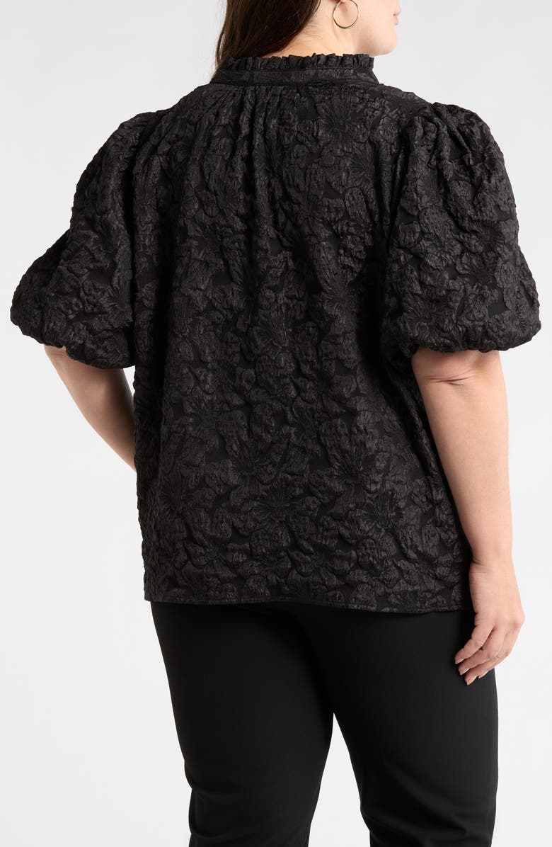 SUGARLIPS Arielle Jacquard Puff Sleeve Top, Alternate, color, Black