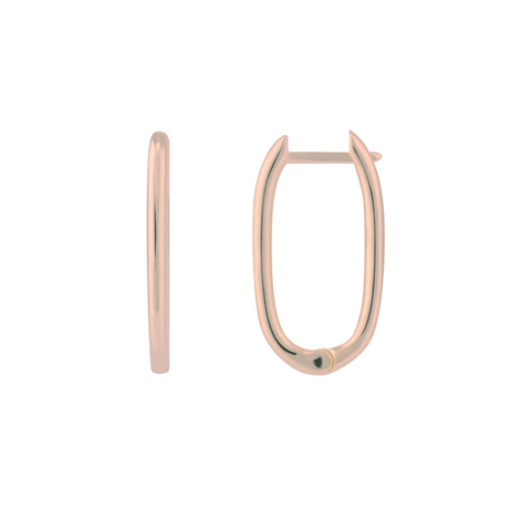 Oval Rectangular Sterling Silver Hoop Earring