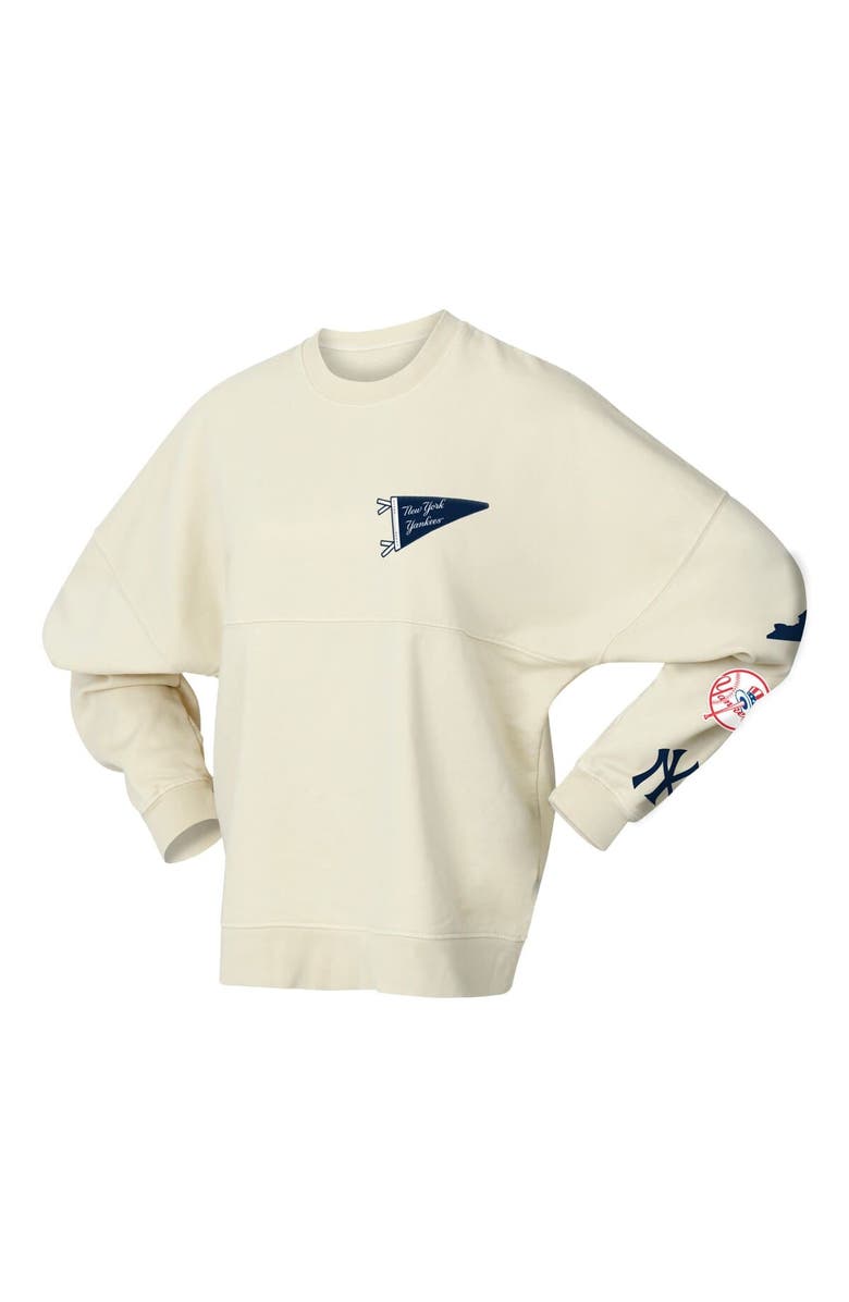 FANATICS Women's Fanatics Tan New York Yankees Pennant Flag Branded Fleece Pullover Sweatshirt, Alternate, color, Tan