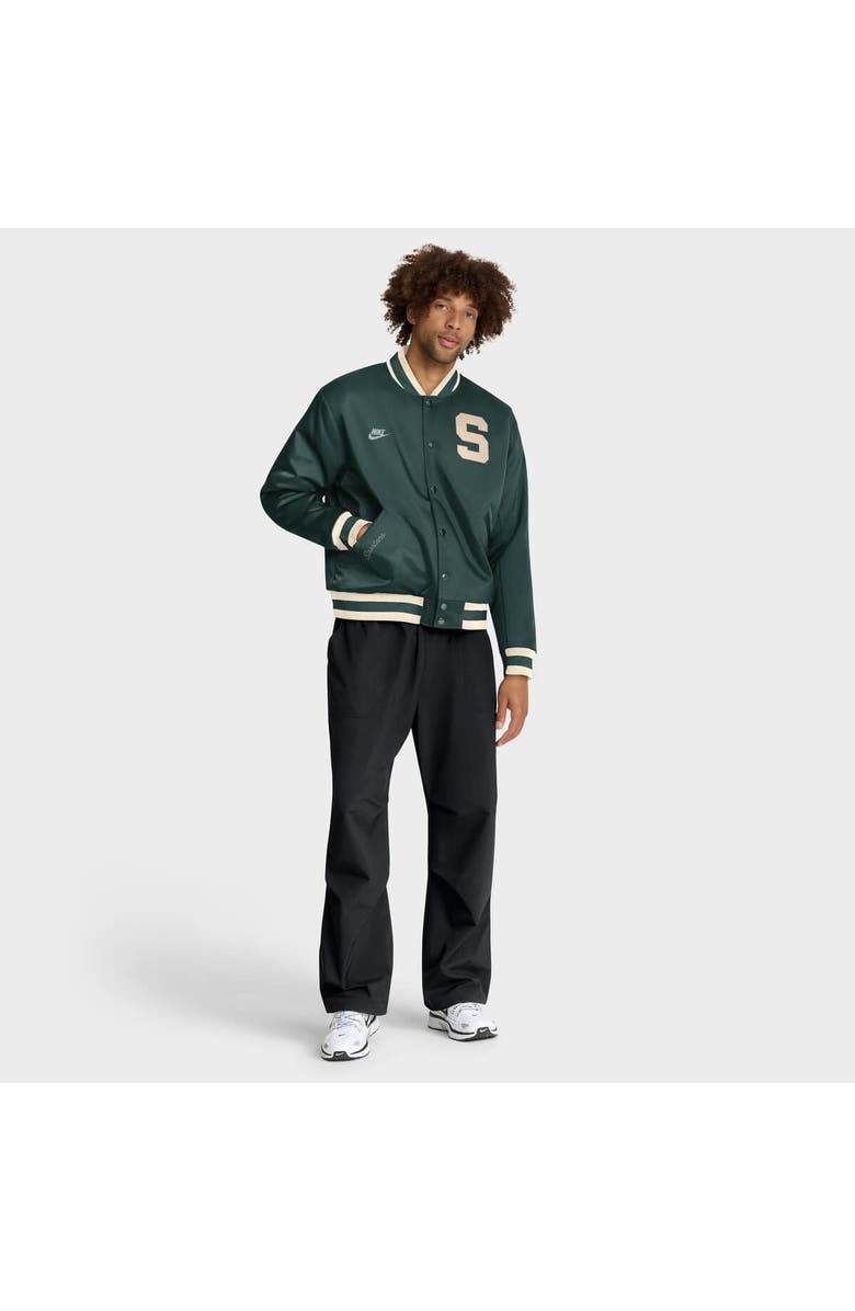 Nike Men's Nike Green Michigan State Spartans Legacy Full-Snap Bomber Jacket, Alternate, color, Green