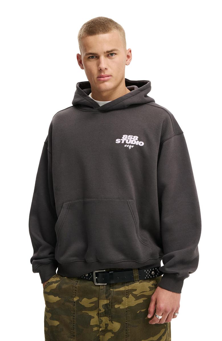 Cotton On Men's Box Fit Graphic Hoodie, Main, color, Faded Slate  Worlwide 858
