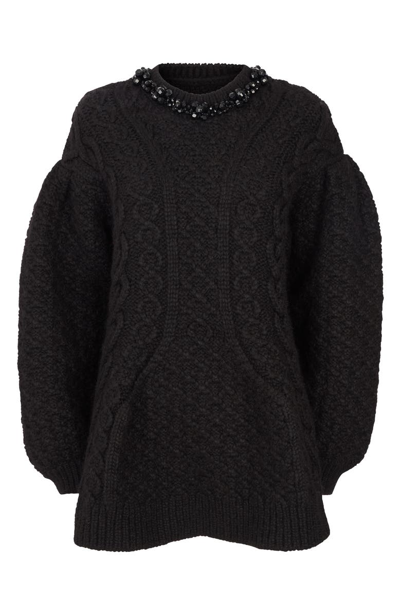 Simone Rocha Signature Sleeve Cable Knit Alpaca Blend Sweater, Alternate, color, 