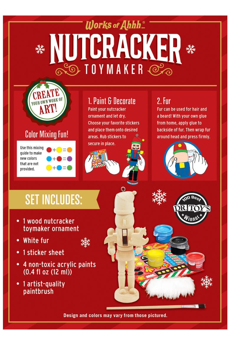 Nutcracker Toymaker Ornament Paint Kit, Alternate, color, Multicolor