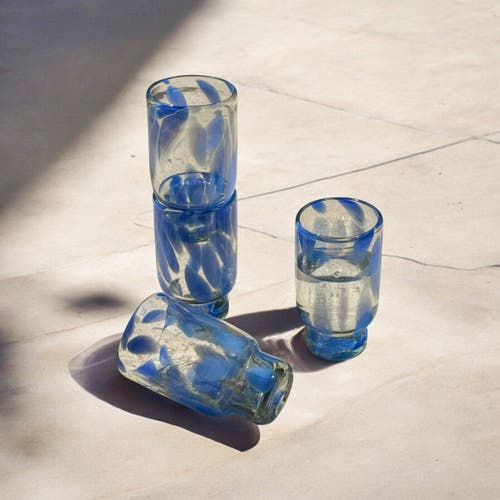 Meso Goods Frida Tall Stackable Glass Blue & Clear In Blue