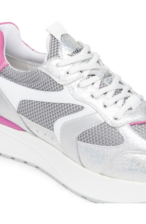 Nerogiardini Metallic Platform Sneaker In Silver/pink