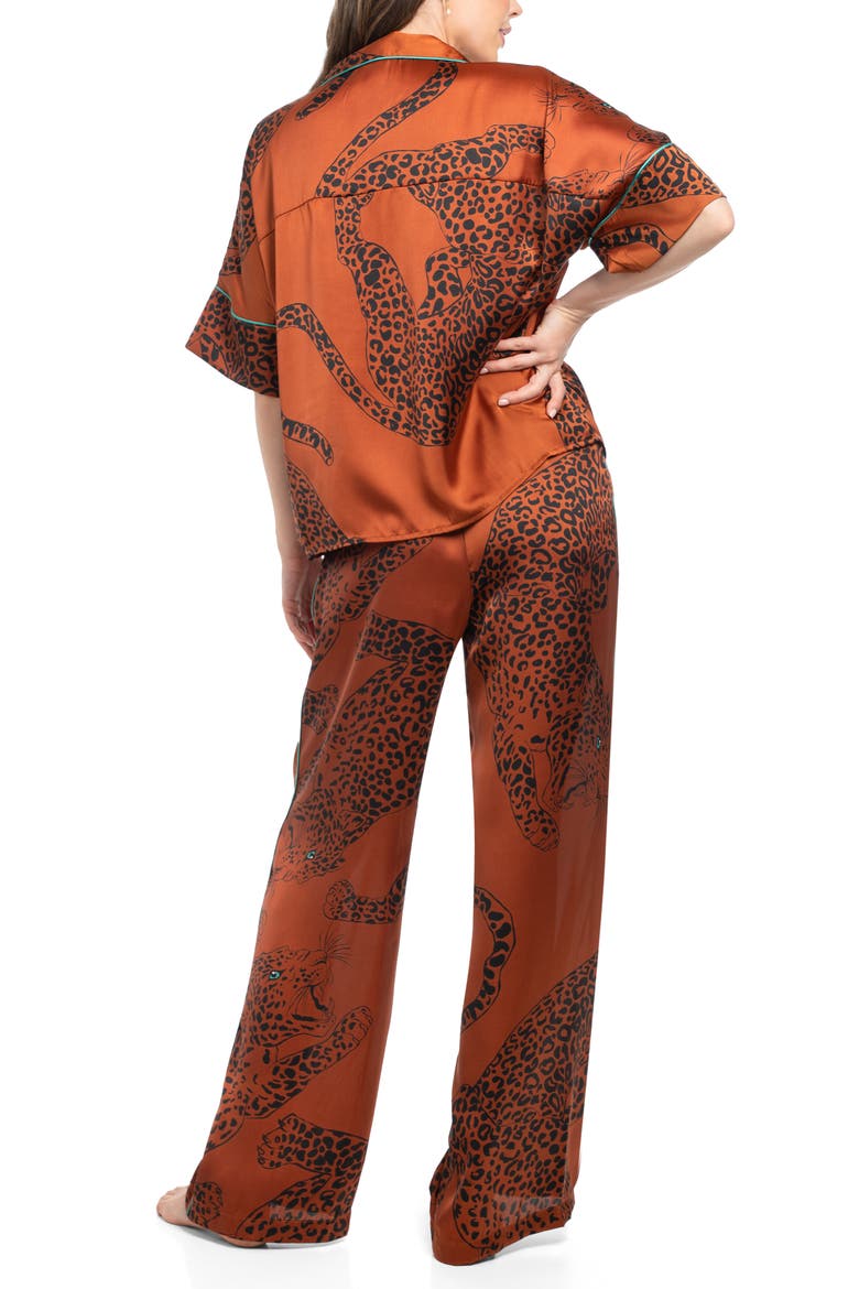 Tiger Print Satin Pajamas, Alternate, color, RUST