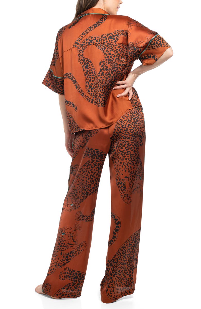 Midnight Bakery Tiger Print Satin Pajamas, Alternate, color,