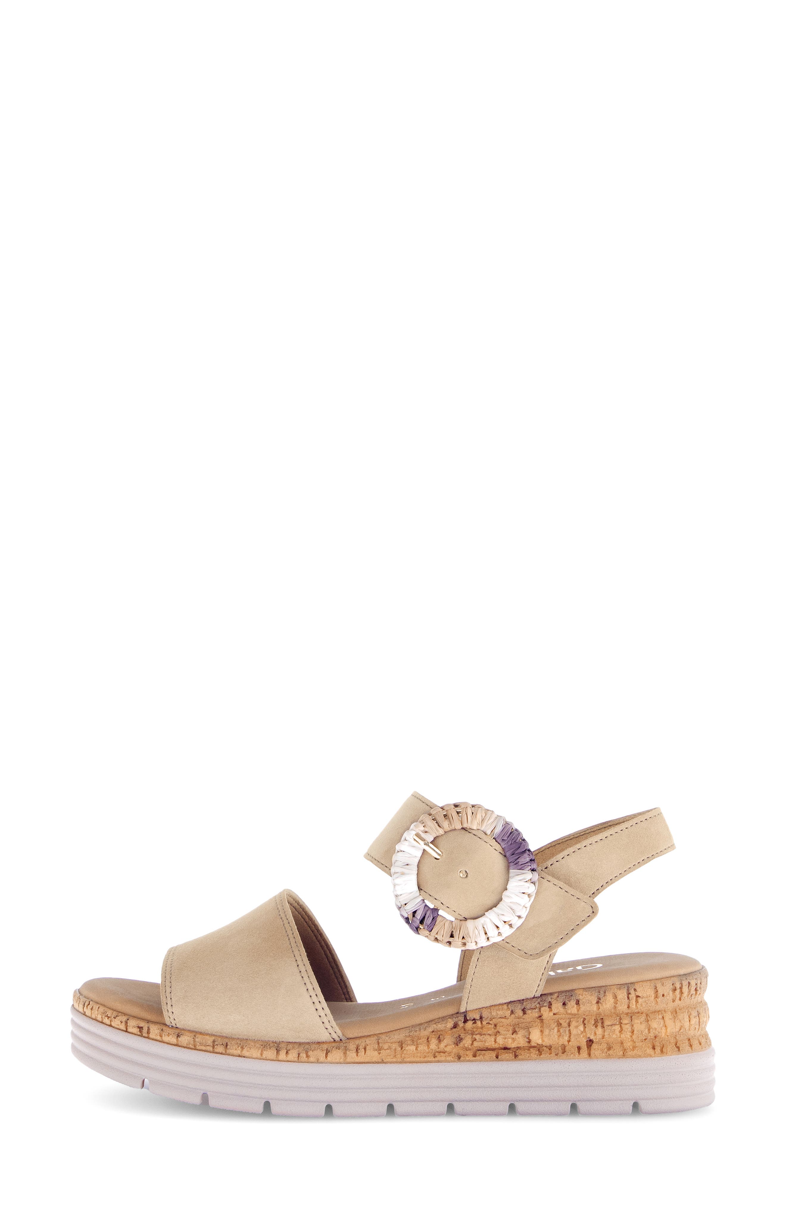 Gabor Ankle Strap Wedge Sandal, Alternate, color, Sand