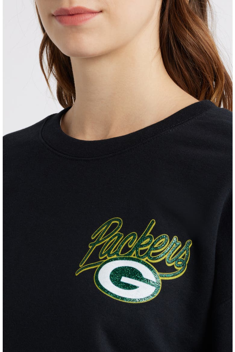 NFL Packers Glitter Graphic Sweatshirt, Alternate, color, BLACK