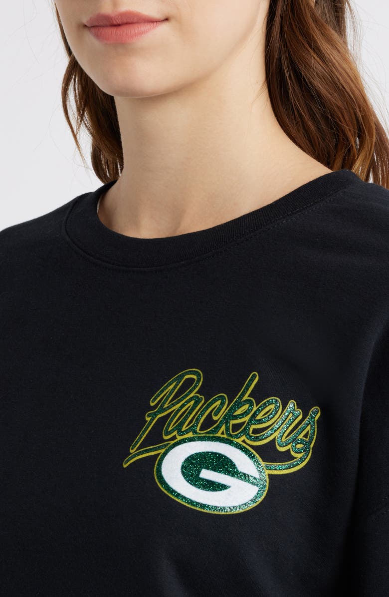 Junk Food NFL Packers Glitter Graphic Sweatshirt, Alternate, color, Black