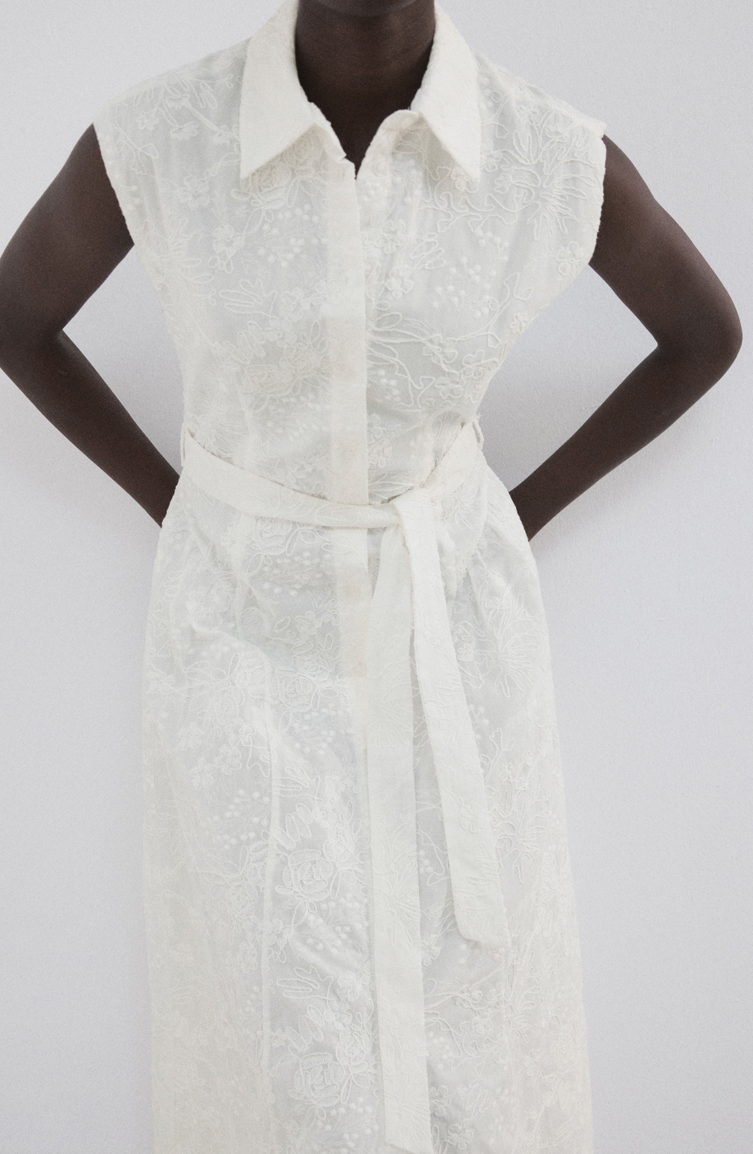 Embroidered Sleeveless Maxi Shirtdress - image 2