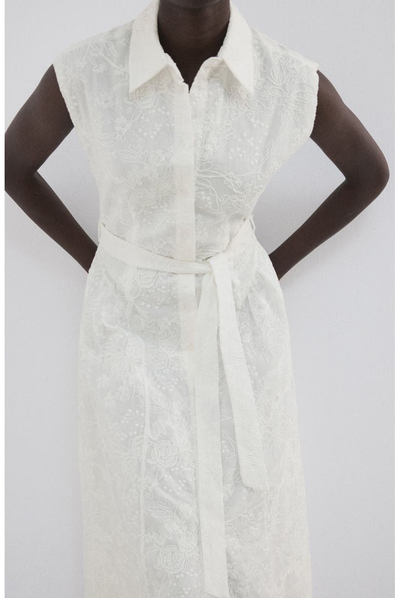 Embroidered Sleeveless Maxi Shirtdress, Alternate, color, ECRU
