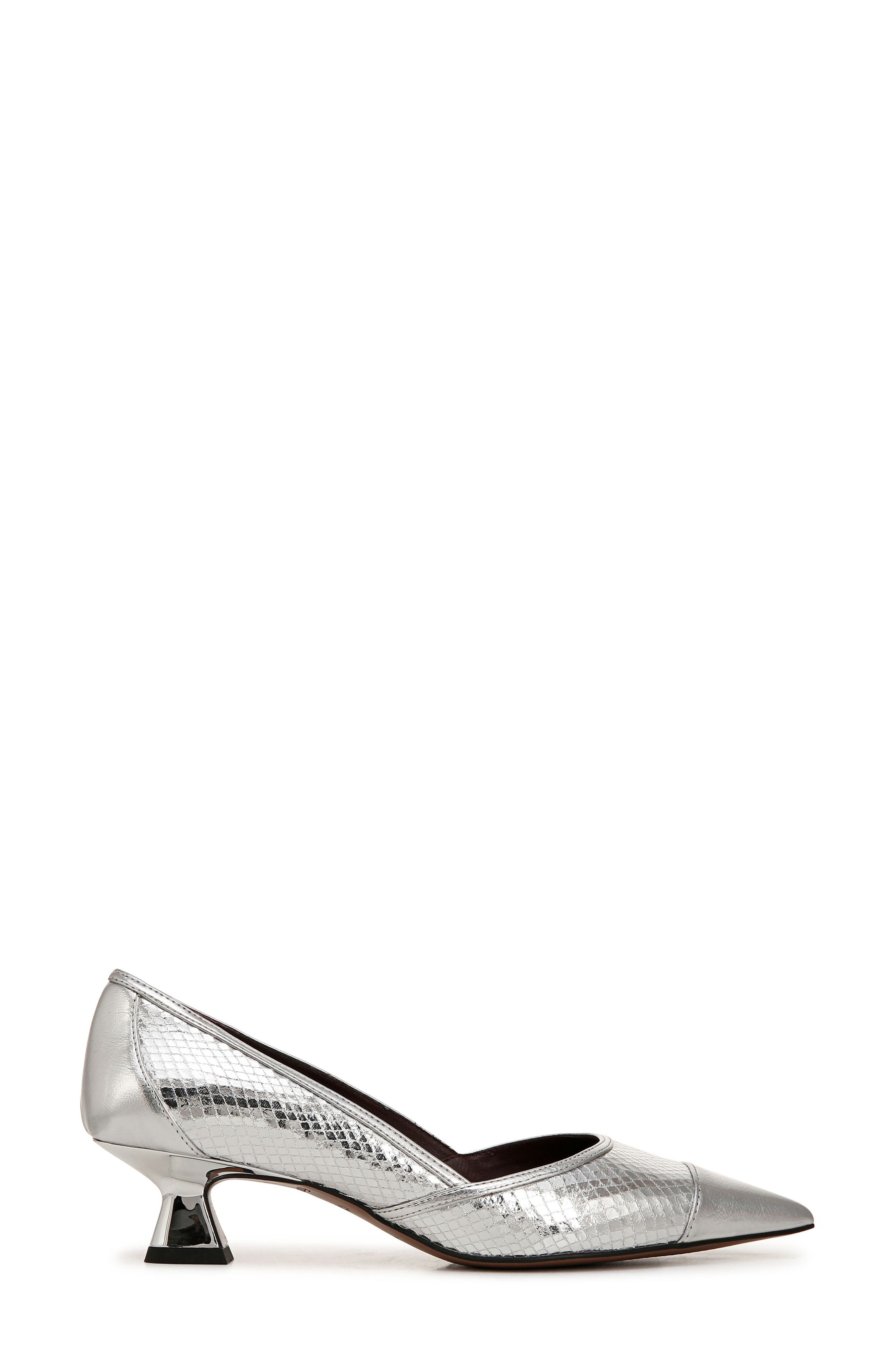 Franco Sarto Darcy Pointed Toe Kitten Heel Pump, Alternate, color, Silver