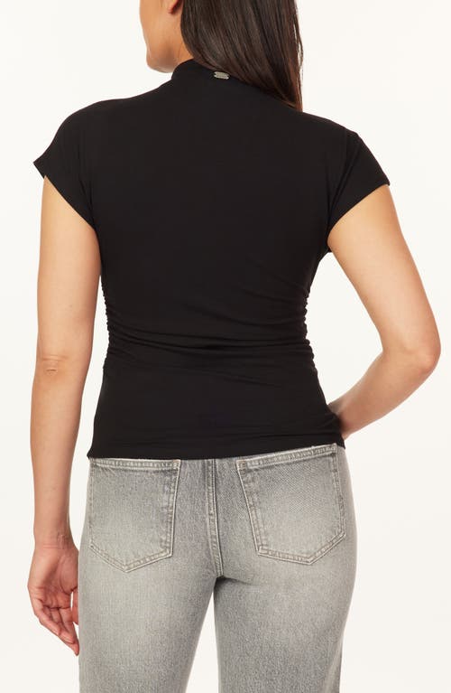 Scotch & Soda Mock Neck Cap Sleeve Top In Black