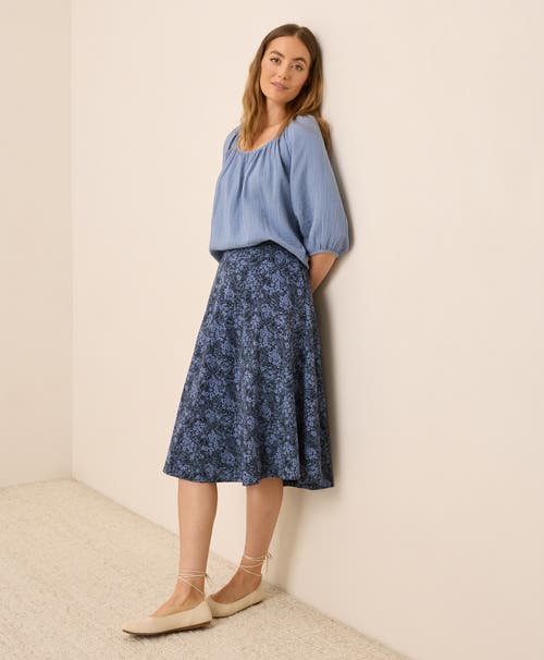 Pact Fit & Flare Midi Skirt In Blue