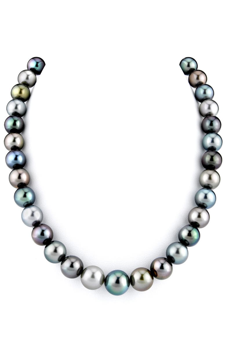 9-12mm Tahitian South Sea Multicolor Pearl Necklace - Premier AAAA Quality, Main, color, Yellow Gold Clasp