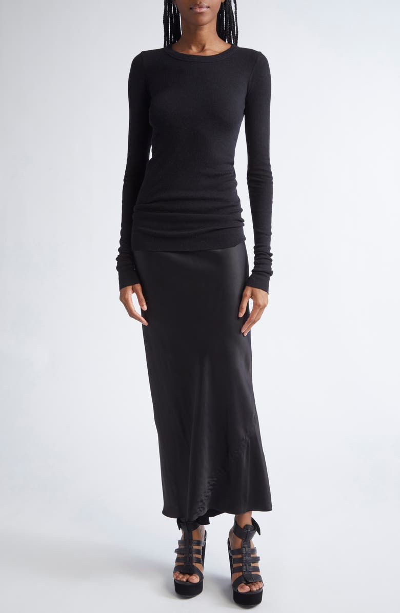 Rick Owens Gonna Bias Cut Cupro Skirt, Alternate, color, Black