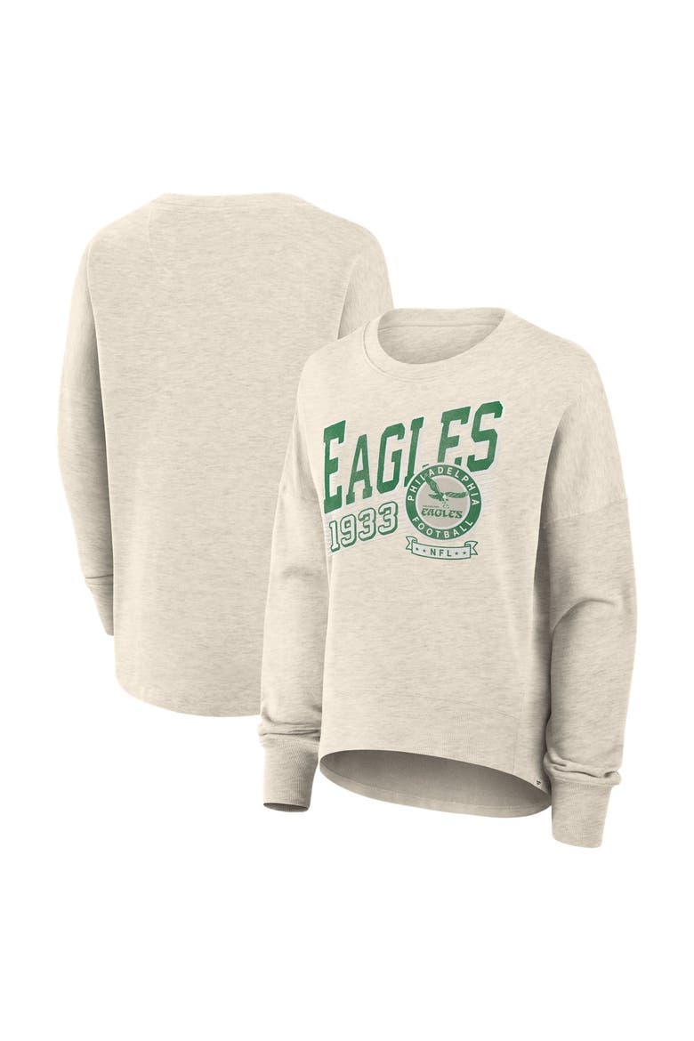 Women's Fanatics Cream Philadelphia Eagles Oversized Heritage Sweatshirt, Main, color, Cream