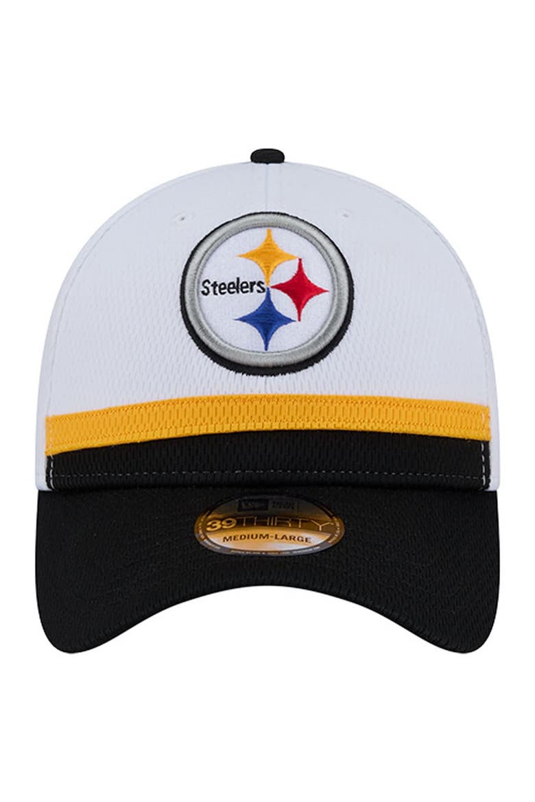 Men's New Era  White/Black Pittsburgh Steelers Dashmark Rays 39THIRTY Flex Hat, Alternate, color, White
