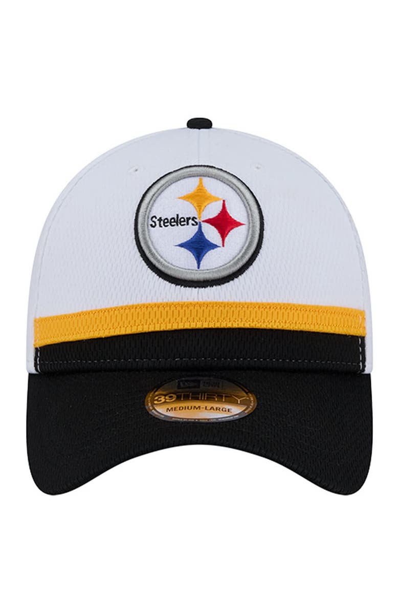 New Era Men
s New Era  White/Black Pittsburgh Steelers Dashmark Rays 39THIRTY Flex Hat, Alternate, color, White