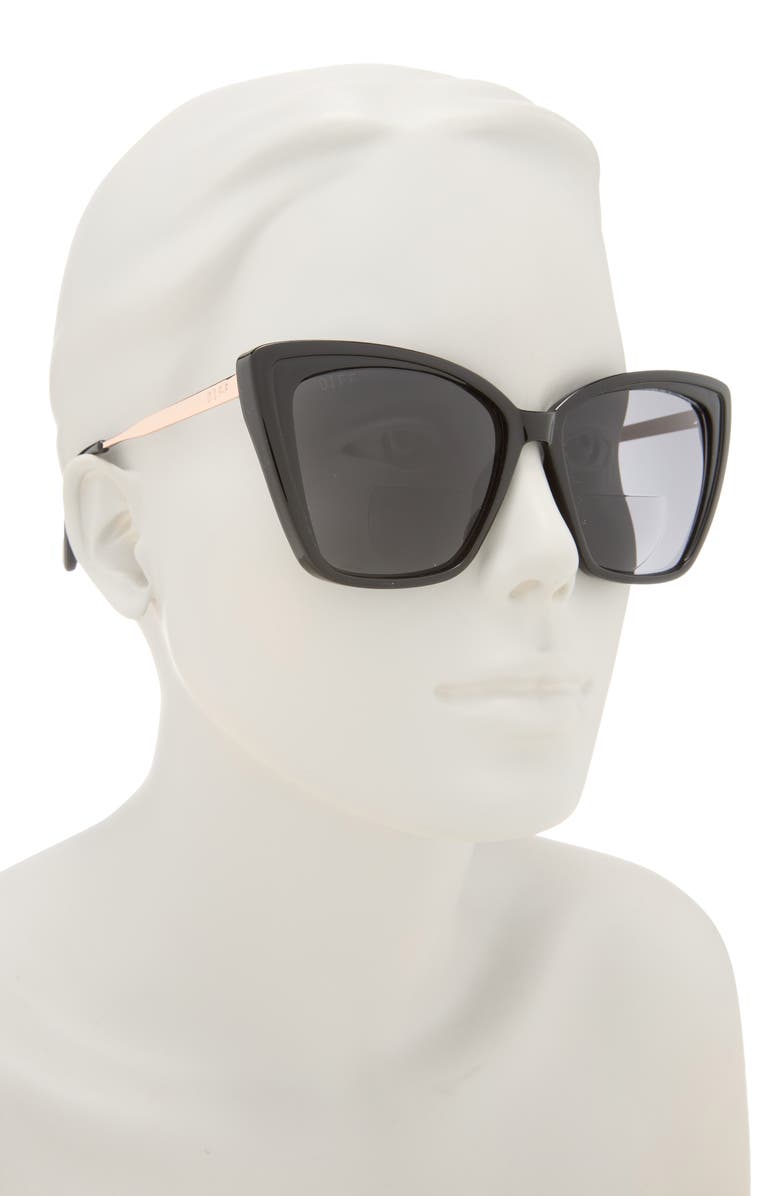 DIFF Heidi 56mm Cat Eye Bifocal Reading Sunglasses Glasses, Alternate, color, Black